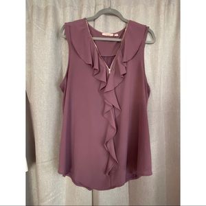2/$15 Tempted Purple Zipper Blouse